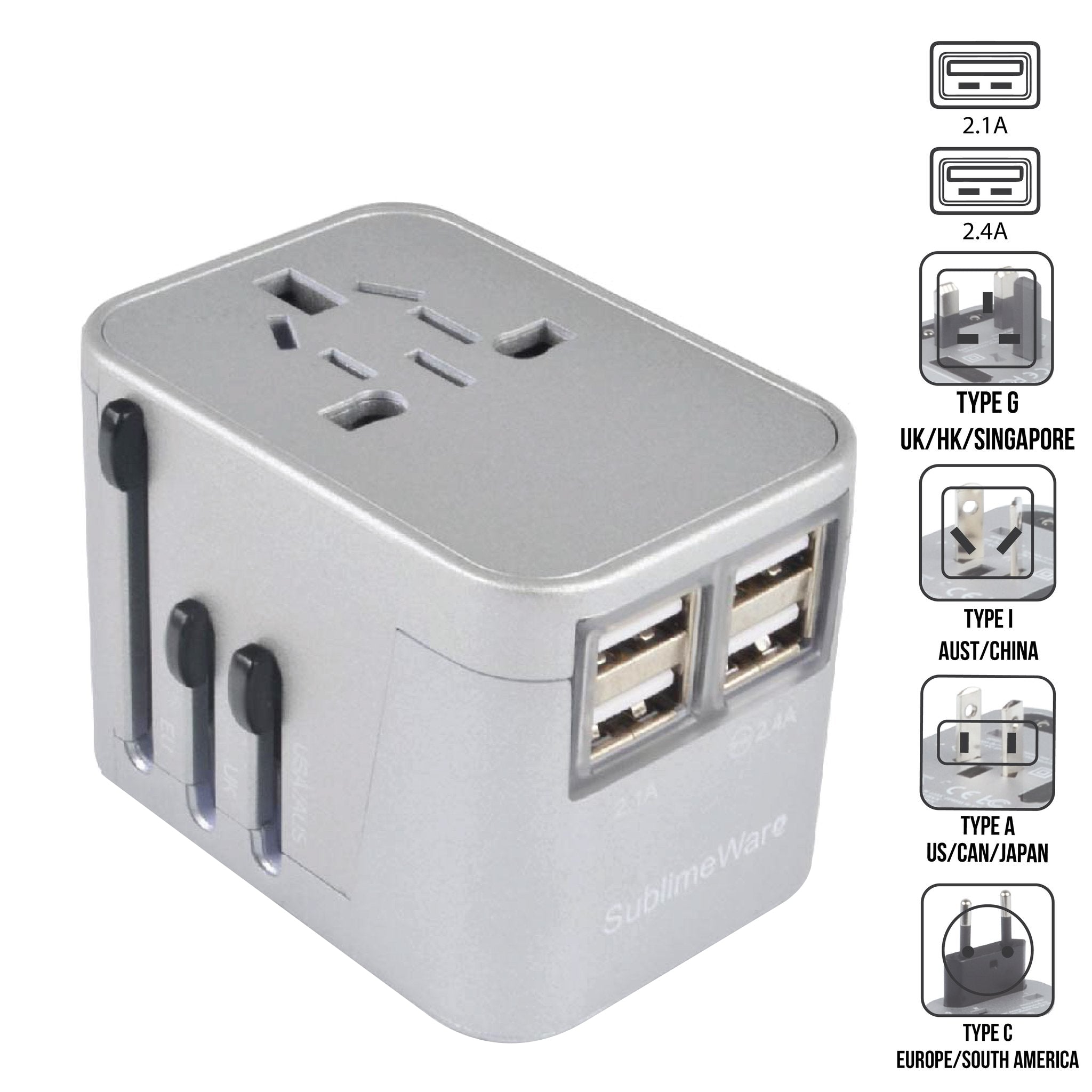 Power Plug Adapter - International Travel (Chrome) – SublimeWare