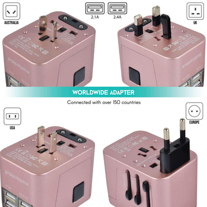 4 USB Ports Power Plug Adapter (RoseGold)