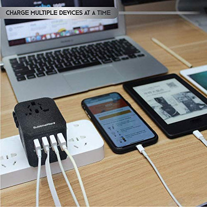 5 USB Ports Power Plug Adapter (SandBlack)