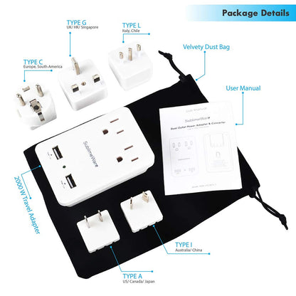 2000 W White Travel Adapter Kit