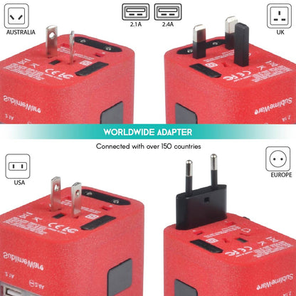 4 USB Ports Power Plug Adapter (SandRed)